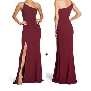Dress the Population Red Asymmetrical One Shoulder Gown